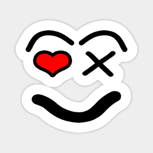 Funny love face - heart - red and black. Magnet