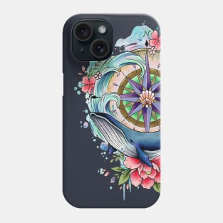 Nautical Blue Whale Design by Lorna Laine Phone Case