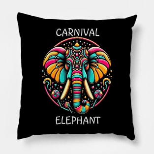 Vibrant Designs Adorn Majestic Elephants Face Pillow