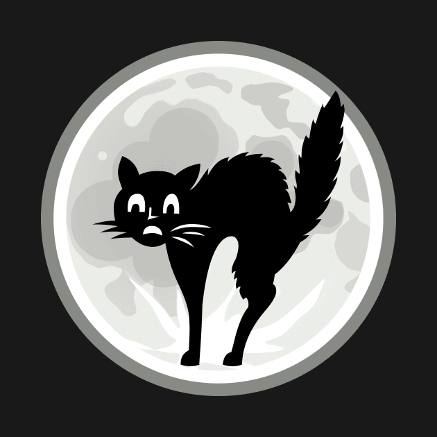Scaredy Black Cat Full Moon Halloween Night by MOP tees