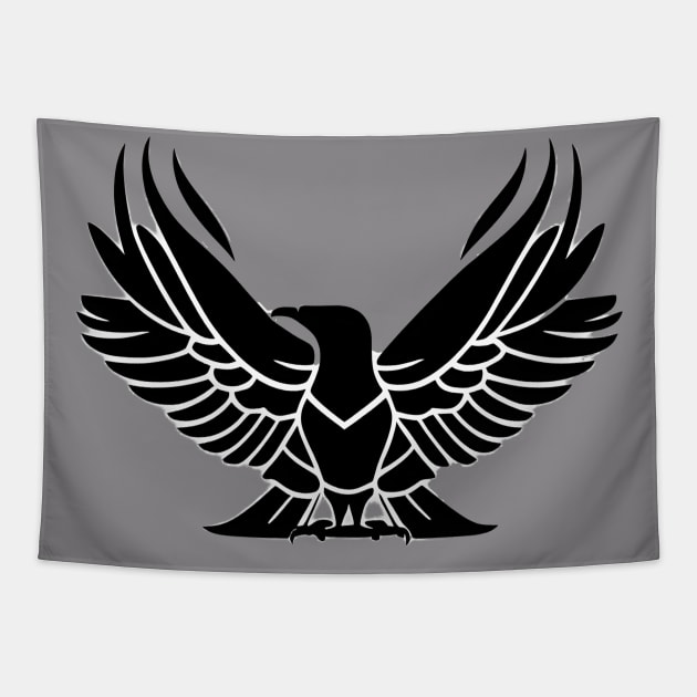 Elevate Your Style with this Striking Black and White Eagle Design Tapestry by AlienMirror