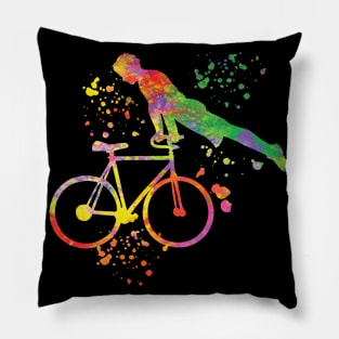 Trick Bicycling Color Artistic Cycling Pillow