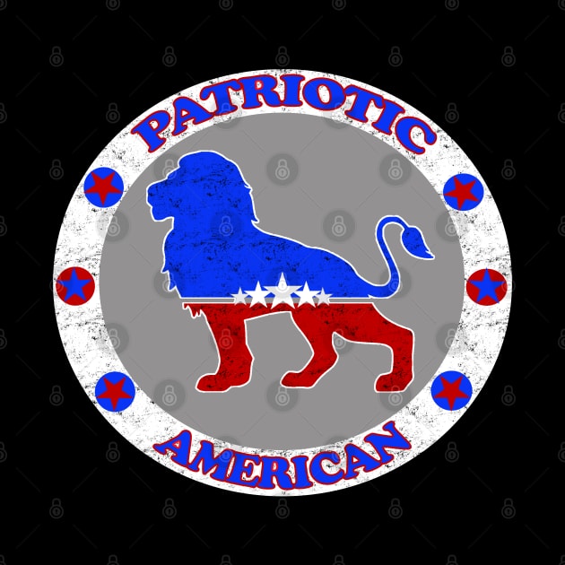 USA Patriotic American Lion Red White and Blue Courage and Strength by DesignFunk
