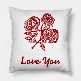 Valentine's Day LOVE YOU, Iconic Retro Kitchy Aesthetic Pillow