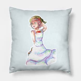 Summer Girl in Sky dress Pillow