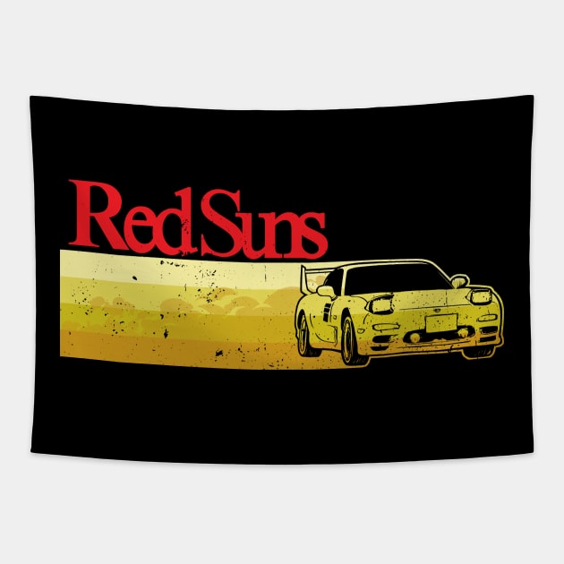 Vintage Red Suns Tapestry by CoDDesigns