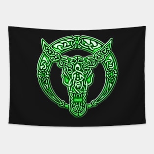 Green Celtic Bull Celtic Knots Tapestry