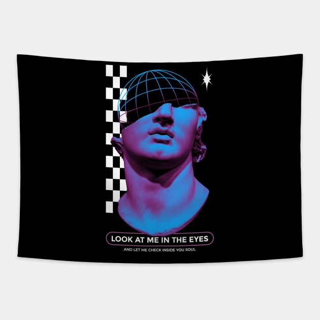 Edgy Vaporwave Statue Tapestry by Hmus