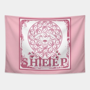 Pink white sheep Tapestry