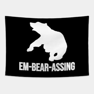 Em-Bear-Assing Fighting Bear With A Green White Forest Tree Fill Tapestry