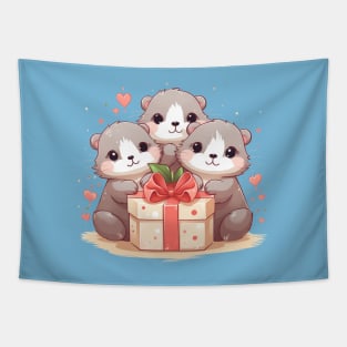 Kawaii Otters valentine gift Tapestry