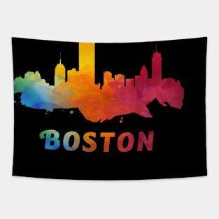 Boston Skyline Watercolor Style Tapestry