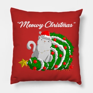 Meowy Christmas Pillow