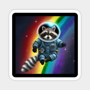 Rainbow Raccoon Astronaut Magnet