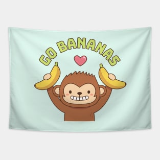 Cute Monkey Go Bananas Tapestry