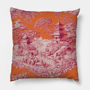 Japanese Toile de Jouy Pillow