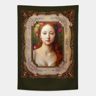 Portrait of a Beautiful Medieval Style Girl Tapestry