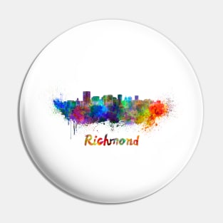 Richmond skyline in watercolor Pin