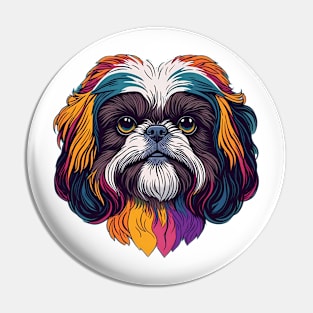 Cute Vivid Colorful Shih Tzu Face Pin