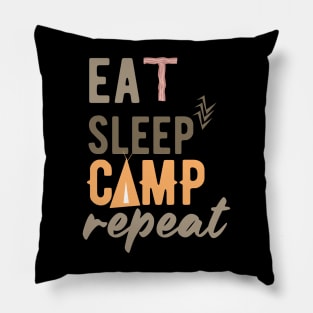 Eat, Sleep, Camp, Repeat camping design Pillow