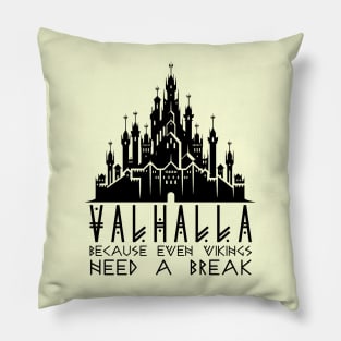 Valhalla: Because Even Vikings Need a Break - Valhalla Castle Silhouette Pillow