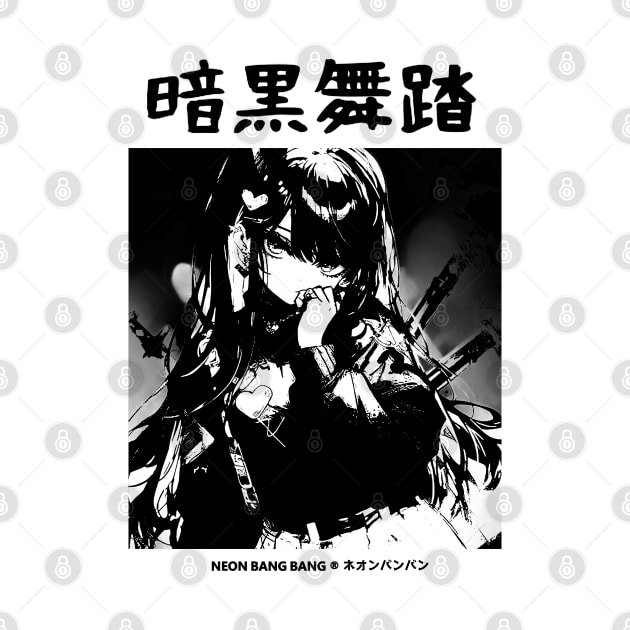 Goth Grunge Anime Girl Manga Aesthetic Japanese Streetwear Black and White by Neon Bang Bang