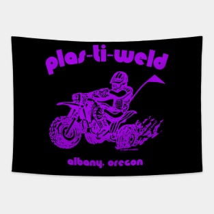 Plas-Ti-Weld logo in purple Tapestry