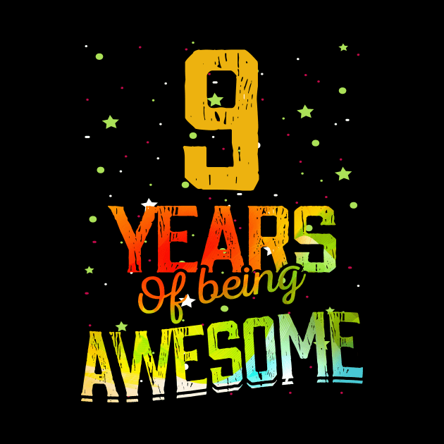 9th Birthday Girl Gift Vintage Retro 09 Years Of Being Awesome Gifts Funny 9 Years Old Boys Kids by nzbworld