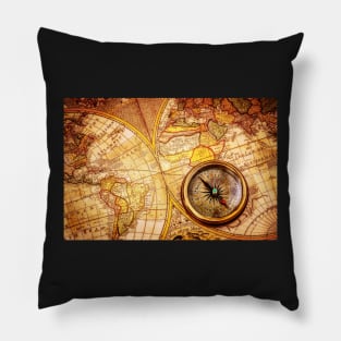 Compass and Map Pillow