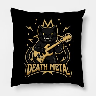 Death Metal Satanic Baphomet Cat playing guitar Pillow