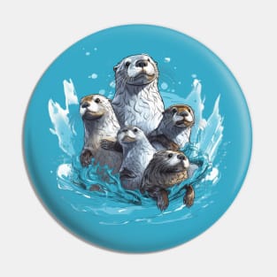 Otters family Pin