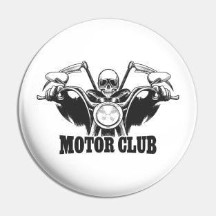 Motor Club Emblem Death on a motorcycle in  glasses  with scythes Pin