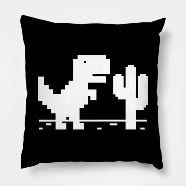 Game Pixel Dinosaur, No internet connection Pillow by JK Mercha