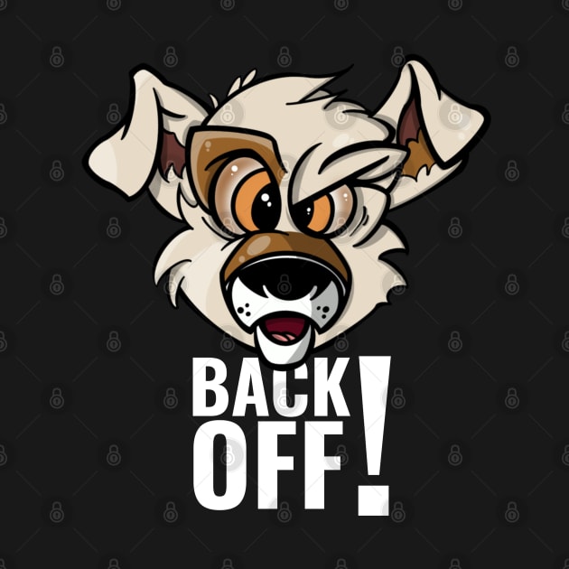 Karate Dog Back Off (white text) by Purple Canvas Studio