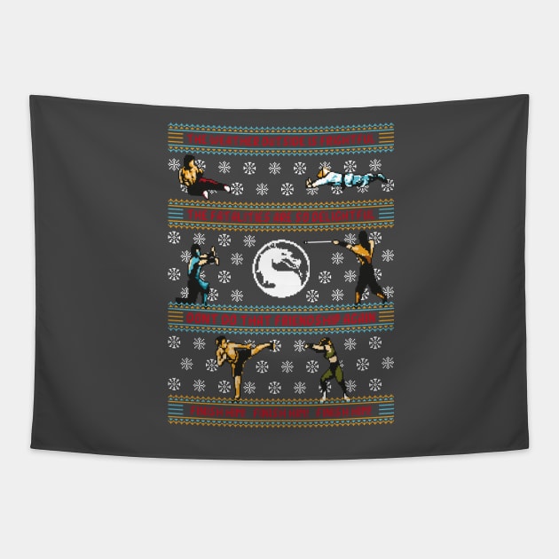 Finish Him! Finish Him! Finish Him! - Mortal Kombat Ugly Sweater, Christmas Sweater & Holiday Sweater Tapestry by RetroReview