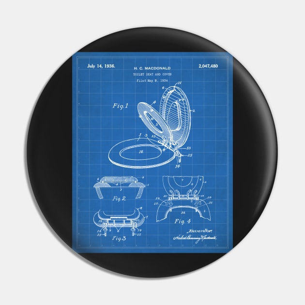 Toilet Seat Patent - Bathroom Art - Blueprint Pin by patentpress