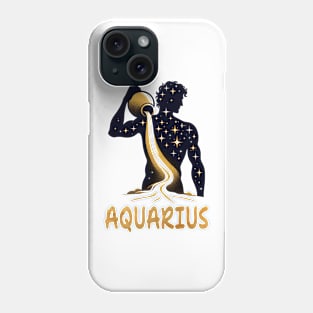 silhouettes golden Aquarius Zodiac Sign Astrology born January Birthday Aquarius Zodiac Horoscope February Birthday Phone Case
