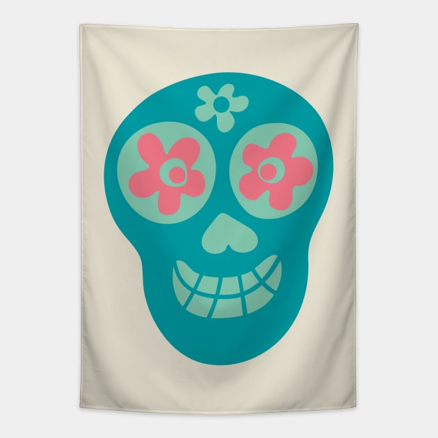 Cute Floral Sugar Skull - UnBlink Studio by Jackie Tahara Tapestry by UnBlink Studio by Jackie Tahara