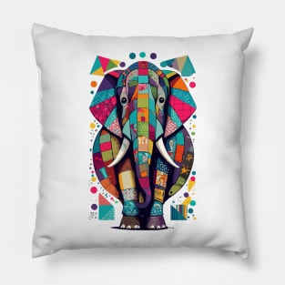 Colorful Elephant Patchwork Art Design Pillow