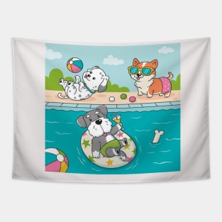 Party Pet Beach Swiming Tapestry