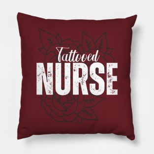 Tattooed Nurse Rose Background Pillow