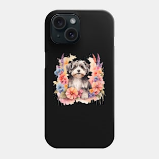 A havanese decorated with beautiful watercolor flowers Phone Case