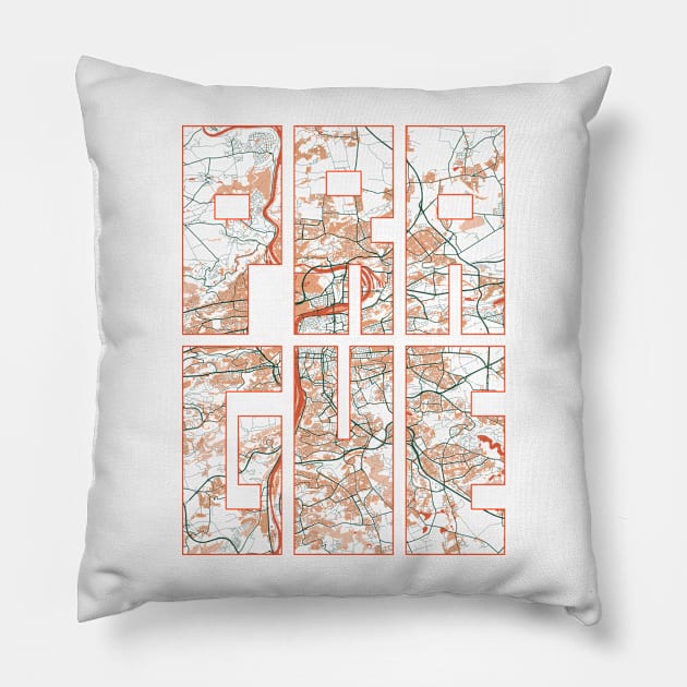 Prague, Czech Republic City Map Typography - Bohemian Pillow by deMAP Studio