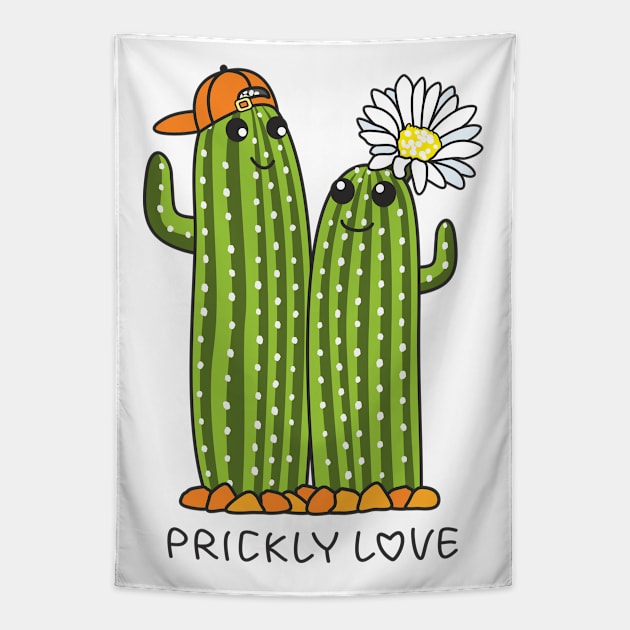 Prickly Love. Cactus illustration Tapestry by lents