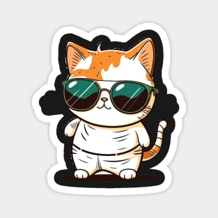 Cute ginger cat wearing sunglasses Magnet