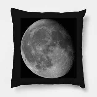 Moon Waning Gibbous 87% phase against black night sky high resolution image Pillow