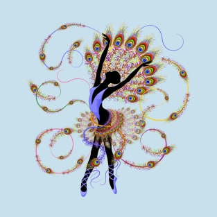 Ballerina Surreal Dancer Peacock Feathers T-Shirt