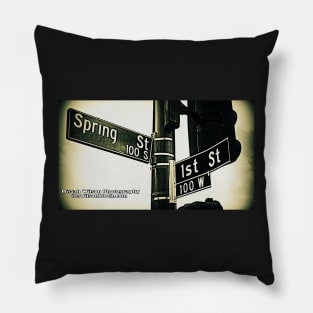 Spring Street & 1st Street, Los Angeles, California by Mistah Wilson Pillow