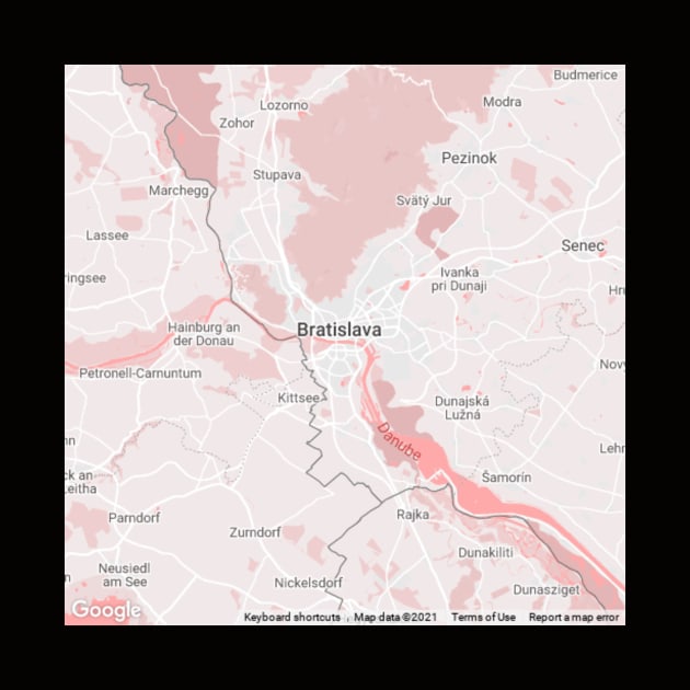 Bratislava pink & white map by Mapmania