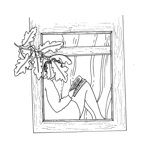 Plant Lady Reading in Window by themintgardener